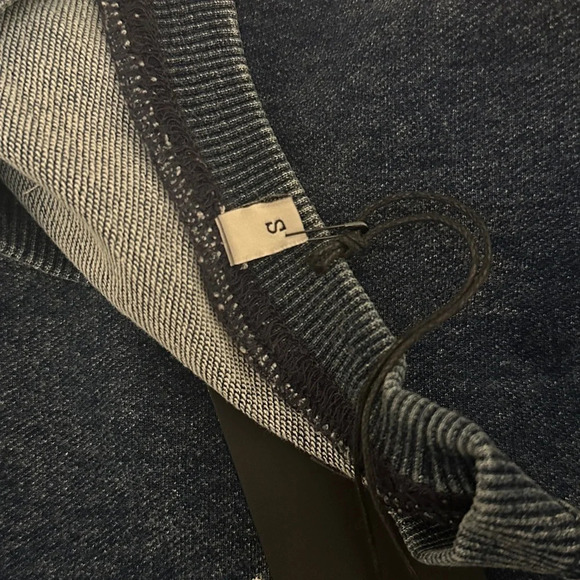 NWT R13 Cropped Distressed Crewneck Sweatshirt in Indigo Blue Paint | size S - Picture 6 of 12